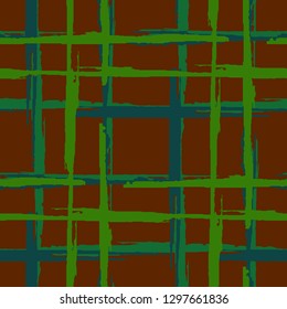 Plaid. Grunge Background with Stripes. Abstract Texture with Horizontal and Vertical Brush Strokes. Scribbled Grunge Motif for Chintz, Linen, Wallpaper. Scottish Motiff. Vector Texture.