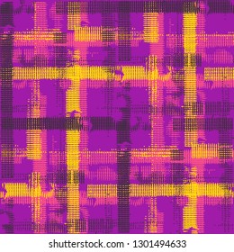 Plaid. Grunge Background with Stripes. Abstract Texture with Horizontal and Vertical Strokes. Scribbled Grunge Rapport for Fabric, Cloth, Textile. Scottish Motiff. Vector Texture.