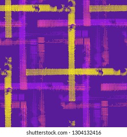 Plaid. Grunge Background with Stripes. Abstract Texture with Horizontal and Vertical Strokes. Scribbled Grunge Pattern for Wallpaper, Fabric, Textile. Scottish Ornament. Vector Texture.