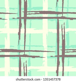 Plaid. Grunge Background with Stripes. Abstract Texture with Horizontal and Vertical Dry Brush Strokes. Scribbled Grunge Motif for Chintz, Linen, Wallpaper. Scottish Motiff. Vector Texture.