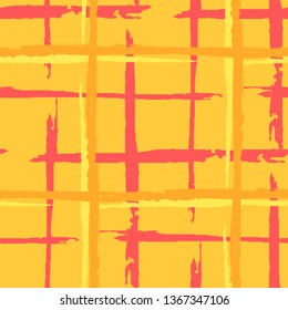 Plaid. Grunge Background with Stripes. Abstract Texture with Horizontal and Vertical Brush Strokes. Scribbled Grunge Rapport for Wallpaper, Cotton, Textile. Irish Ornament. Vector Texture.