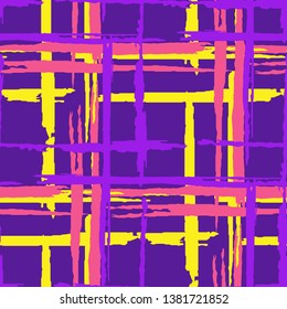 Plaid. Grunge Background with Stripes. Abstract Texture with Horizontal and Vertical Brush Strokes. Scribbled Grunge Rapport for Print, Fabric, Cloth. Scottish Motiff. Vector Texture.