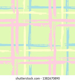 Plaid. Grunge Background with Stripes. Abstract Texture with Horizontal and Vertical Brush Strokes. Scribbled Grunge Motif for Wallpaper, Print, Textile. Scottish Ornament. Vector Texture.