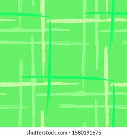Plaid. Grunge Background with Stripes. Abstract Texture with Horizontal and Vertical Brush Strokes. Scribbled Grunge Pattern for Cotton, Print, Calico. Irish Ornament. Vector Texture.