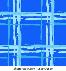 Plaid. Grunge Background with Stripes. Abstract Texture with Horizontal and Vertical Dry Brush Strokes. Scribbled Grunge Pattern for Cotton, Print, Calico. Irish Ornament. Vector Texture.