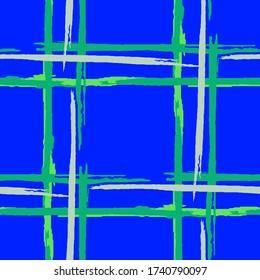 Plaid. Grunge Background with Stripes. Abstract Texture with Horizontal and Vertical Dry Brush Strokes. Scribbled Grunge Rapport for Chintz, Linen, Paper. Irish Ornament. Vector Texture.