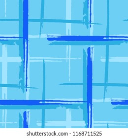Plaid. Grunge Stripes. Abstract Texture with Horizontal and Vertical Dry Brush Strokes. Scribbled Grunge Rapport for Print, Cloth, Fabric. Scottish Motiff. Vector Texture.