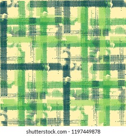Plaid. Grunge Stripes. Abstract Texture with Horizontal and Vertical Strokes. Scribbled Grunge Motif for Dress, Curtain, Tablecloth. Scottish Motiff. Vector Texture.