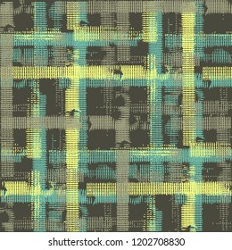 Plaid. Grunge Stripes. Abstract Texture with Horizontal and Vertical Strokes. Scribbled Grunge Rapport for Wallpaper, Cotton, Textile. Irish Ornament. Vector Texture.