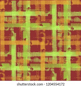 Plaid. Grunge Stripes. Abstract Texture with Horizontal and Vertical Strokes. Scribbled Grunge Pattern for Dress, Curtain, Tablecloth. Irish Ornament. Vector Texture.