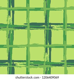Plaid. Grunge Stripes. Abstract Texture with Horizontal and Vertical Brush Strokes. Scribbled Grunge Pattern for Wallpaper, Cotton, Textile. Irish Ornament. Vector Texture.