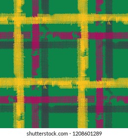 Plaid. Grunge Stripes. Abstract Texture with Horizontal and Vertical Strokes. Scribbled Grunge Rapport for Chintz, Linen, Wallpaper. Scottish Ornament. Vector Texture.