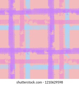 Plaid. Grunge Stripes. Abstract Texture with Horizontal and Vertical Strokes. Scribbled Grunge Rapport for Wallpaper, Fabric, Textile. Scottish Motiff. Vector Texture.