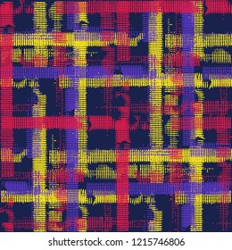 Plaid. Grunge Stripes. Abstract Texture with Horizontal and Vertical Strokes. Scribbled Grunge Motif for Print, Fabric, Cloth. Irish Ornament. Vector Texture.