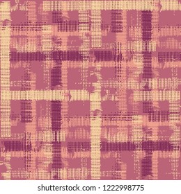 Plaid. Grunge Stripes. Abstract Texture with Horizontal and Vertical Strokes. Scribbled Grunge Motif for Fabric, Cloth, Textile. Scottish Motiff. Vector Texture.