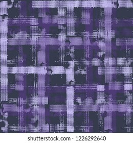 Plaid. Grunge Stripes. Abstract Texture with Horizontal and Vertical Strokes. Scribbled Grunge Motif for Print, Cloth, Textile. Scottish Ornament. Vector Texture.