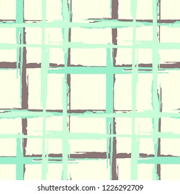 Plaid. Grunge Stripes. Abstract Texture with Horizontal and Vertical Dry Brush Strokes. Scribbled Grunge Motif for Chintz, Linen, Wallpaper. Scottish Motiff. Vector Texture.