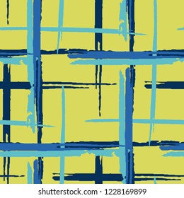 Plaid. Grunge Stripes. Abstract Texture with Horizontal and Vertical Brush Strokes. Scribbled Grunge Rapport for Fabric, Cloth, Textile. Scottish Ornament. Vector Texture.