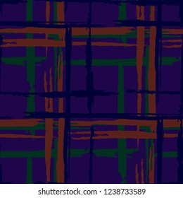 Plaid. Grunge Stripes. Abstract Texture with Horizontal and Vertical Brush Strokes. Scribbled Grunge Rapport for Linen, Paper, Tablecloth. Scottish Motiff. Vector Texture.