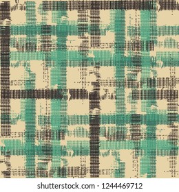 Plaid. Grunge Stripes. Abstract Texture with Horizontal and Vertical Strokes. Scribbled Grunge Pattern for Wallpaper, Fabric, Textile. Irish Ornament. Vector Texture.