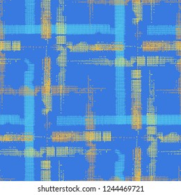 Plaid. Grunge Stripes. Abstract Texture with Horizontal and Vertical Strokes. Scribbled Grunge Rapport for Chintz, Linen, Wallpaper. Irish Ornament. Vector Texture.
