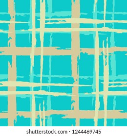 Plaid. Grunge Stripes. Abstract Texture with Horizontal and Vertical Brush Strokes. Scribbled Grunge Pattern for Wallpaper, Cotton, Textile. Scottish Motiff. Vector Texture.