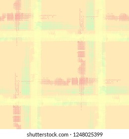 Plaid. Grunge Stripes. Abstract Texture with Horizontal and Vertical Strokes. Scribbled Grunge Motif for Fabric, Cloth, Textile. Scottish Motiff. Vector Texture.