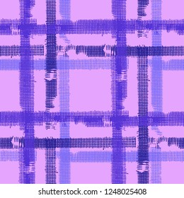 Plaid. Grunge Stripes. Abstract Texture with Horizontal and Vertical Strokes. Scribbled Grunge Rapport for Wallpaper, Print, Textile. Scottish Ornament. Vector Texture.