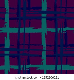 Plaid. Grunge Stripes. Abstract Texture with Horizontal and Vertical Brush Strokes. Scribbled Grunge Rapport for Dress, Paper, Tablecloth. Scottish Ornament. Vector Texture.
