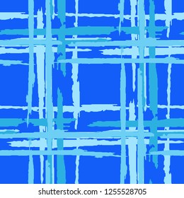 Plaid. Grunge Stripes. Abstract Texture with Horizontal and Vertical Brush Strokes. Scribbled Grunge Motif for Print, Cloth, Textile. Irish Ornament. Vector Texture.