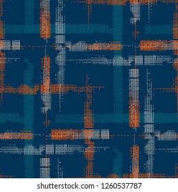 Plaid. Grunge Stripes. Abstract Texture with Horizontal and Vertical Strokes. Scribbled Grunge Rapport for Calico, Print, Textile. Irish Ornament. Vector Texture.