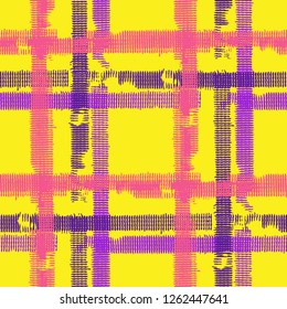 Plaid. Grunge Stripes. Abstract Texture with Horizontal and Vertical Strokes. Scribbled Grunge Rapport for Print, Fabric, Textile. Irish Ornament. Vector Texture.