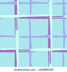 Plaid. Grunge Stripes. Abstract Texture with Horizontal and Vertical Dry Brush Strokes. Scribbled Grunge Pattern for Dress, Paper, Tablecloth. Scottish Motiff. Vector Texture.