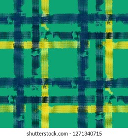 Plaid. Grunge Stripes. Abstract Texture with Horizontal and Vertical Strokes. Scribbled Grunge Motif for Wallpaper, Fabric, Print. Scottish Ornament. Vector Texture.
