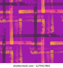 Plaid. Grunge Stripes. Abstract Texture with Horizontal and Vertical Strokes. Scribbled Grunge Pattern for Wallpaper, Print, Textile. Scottish Motiff. Vector Texture.