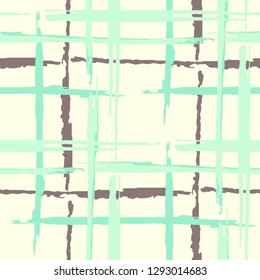 Plaid. Grunge Stripes. Abstract Texture with Horizontal and Vertical Brush Strokes. Scribbled Grunge Rapport for Dress, Curtain, Tablecloth. Scottish Motiff. Vector Texture.