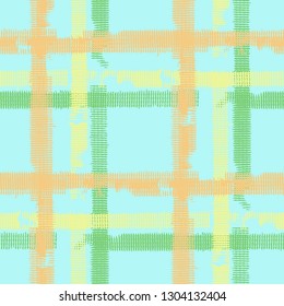 Plaid. Grunge Stripes. Abstract Texture with Horizontal and Vertical Strokes. Scribbled Grunge Rapport for Cotton, Print, Textile. Scottish Motiff. Vector Texture.