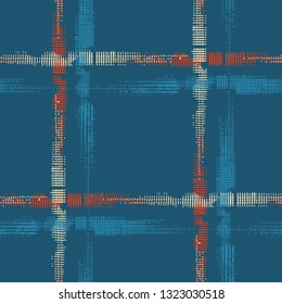 Plaid. Grunge Stripes. Abstract Texture with Horizontal and Vertical Strokes. Scribbled Grunge Rapport for Dress, Curtain, Paper. Irish Ornament. Vector Texture.