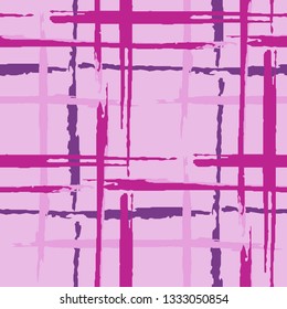 Plaid. Grunge Stripes. Abstract Texture with Horizontal and Vertical Brush Strokes. Scribbled Grunge Pattern for Linen, Paper, Tablecloth. Irish Ornament. Vector Texture.