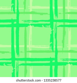 Plaid. Grunge Stripes. Abstract Texture with Horizontal and Vertical Brush Strokes. Scribbled Grunge Pattern for Chintz, Linen, Wallpaper. Scottish Ornament. Vector Texture.
