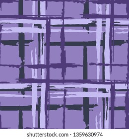 Plaid. Grunge Stripes. Abstract Texture with Horizontal and Vertical Dry Brush Strokes. Scribbled Grunge Motif for Wallpaper, Cotton, Textile. Scottish Motiff. Vector Texture.