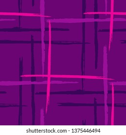 Plaid. Grunge Stripes. Abstract Texture with Horizontal and Vertical Brush Strokes. Scribbled Grunge Rapport for Fabric, Cloth, Textile. Irish Ornament. Vector Texture.