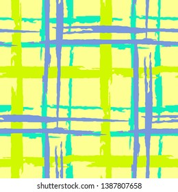 Plaid. Grunge Stripes. Abstract Texture with Horizontal and Vertical Brush Strokes. Scribbled Grunge Rapport for Chintz, Linen, Paper. Scottish Motiff. Vector Texture.