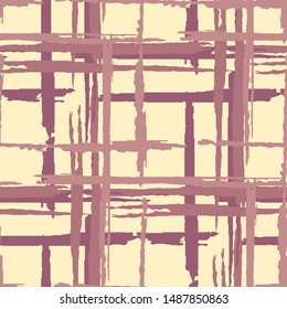 Plaid. Grunge Stripes. Abstract Texture with Horizontal and Vertical Dry Brush Strokes. Scribbled Grunge Rapport for Cotton, Print, Textile. Scottish Ornament. Vector Texture.