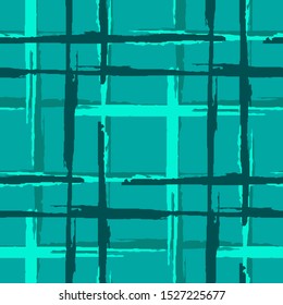 Plaid. Grunge Stripes. Abstract Texture with Horizontal and Vertical Dry Brush Strokes. Scribbled Grunge Motif for Chintz, Linen, Wallpaper. Scottish Ornament. Vector Texture.