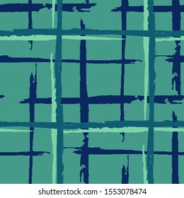 Plaid. Grunge Stripes. Abstract Texture with Horizontal and Vertical Brush Strokes. Scribbled Grunge Pattern for Wallpaper, Cotton, Textile. Irish Ornament. Vector Texture.