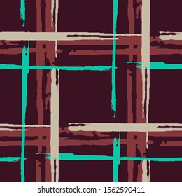 Plaid. Grunge Stripes. Abstract Texture with Horizontal and Vertical Dry Brush Strokes. Scribbled Grunge Rapport for Wallpaper, Print, Textile. Scottish Ornament. Vector Texture.