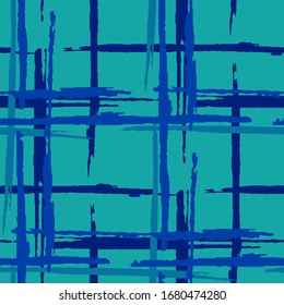 Plaid. Grunge Stripes. Abstract Texture with Horizontal and Vertical Brush Strokes. Scribbled Grunge Pattern for Calico, Print, Textile. Scottish Motiff. Vector Texture.