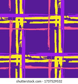 Plaid. Grunge Stripes. Abstract Texture with Horizontal and Vertical Dry Brush Strokes. Scribbled Grunge Rapport for Wallpaper, Print, Textile. Scottish Ornament. Vector Texture.