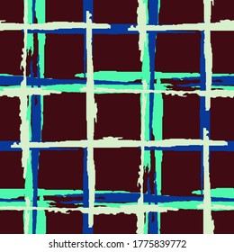 Plaid. Grunge Stripes. Abstract Texture with Horizontal and Vertical Brush Strokes. Scribbled Grunge Pattern for Cotton, Calico, Textile. Scottish Motiff. Vector Texture.